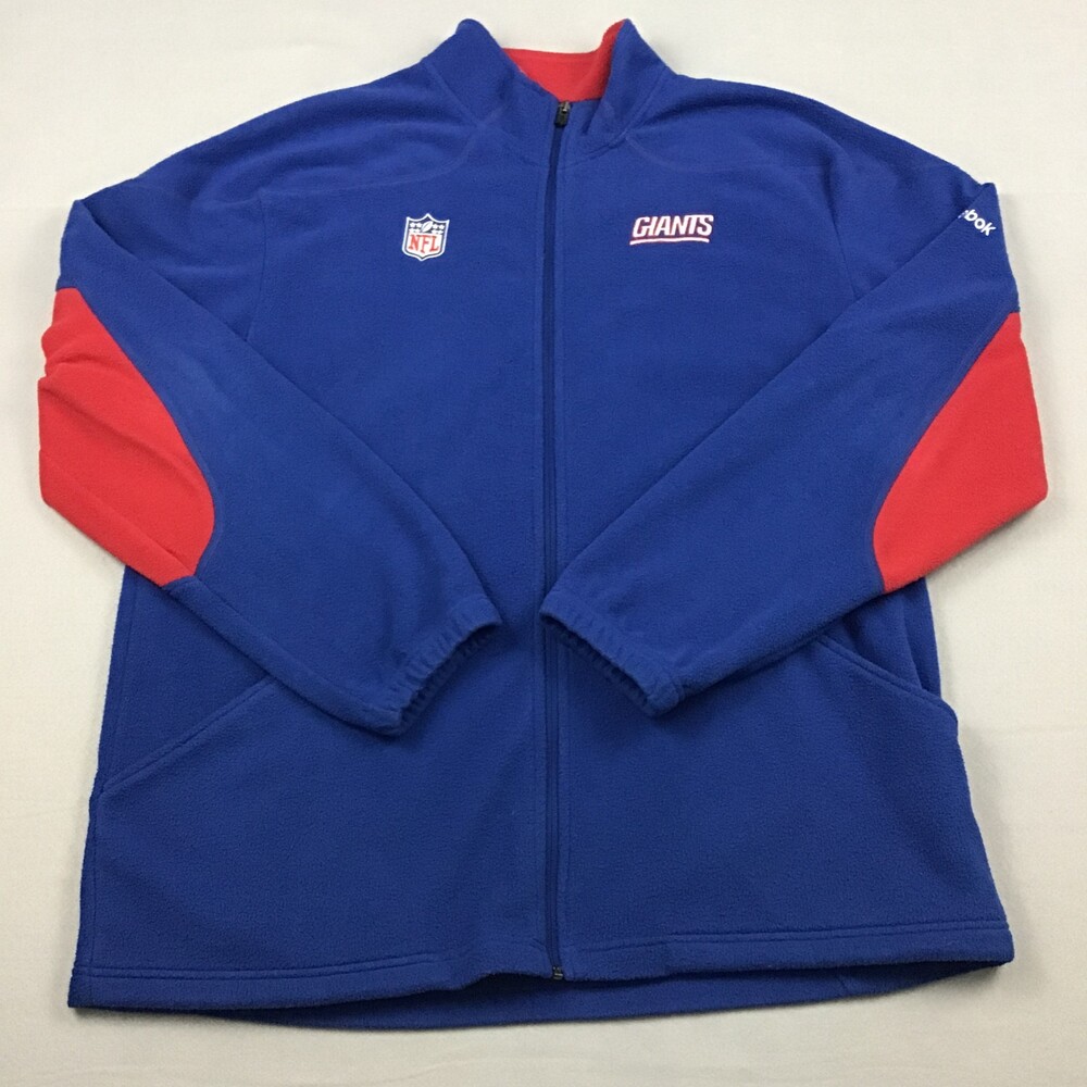 New York Giants Jacket Men 2XL Blue Red Full Zip Fleece Reebok On Field NFL XXL
